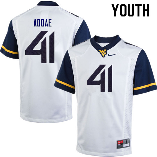 Youth #41 Alonzo Addae West Virginia Mountaineers College Football Jerseys Sale-White - Click Image to Close